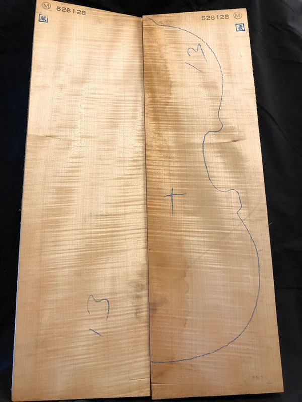 メープル裏板表面