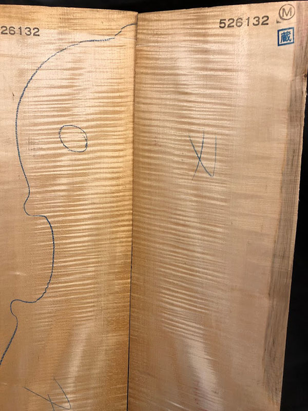 メープル裏板表面