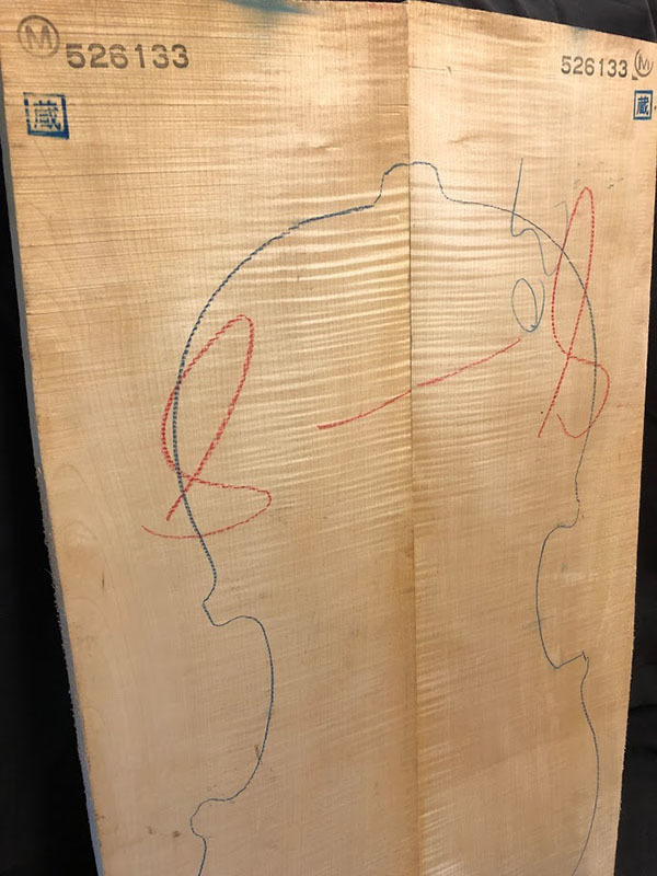 メープル裏板表面