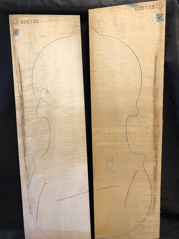 メープル裏板表面