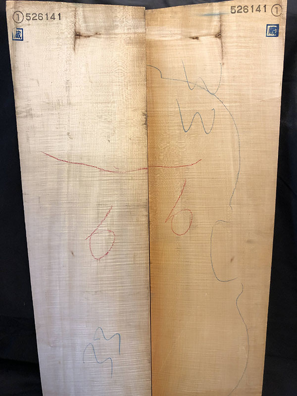 メープル裏板表面